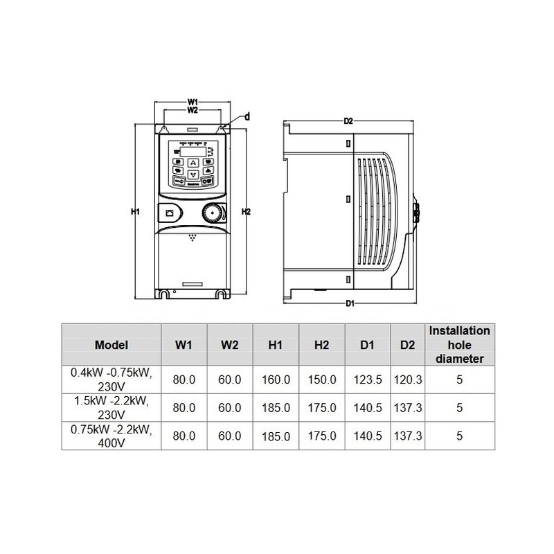 HITACHI, měnič frekvence 2.2 kW, typ S1-00073HFE, napájení 3 fáze