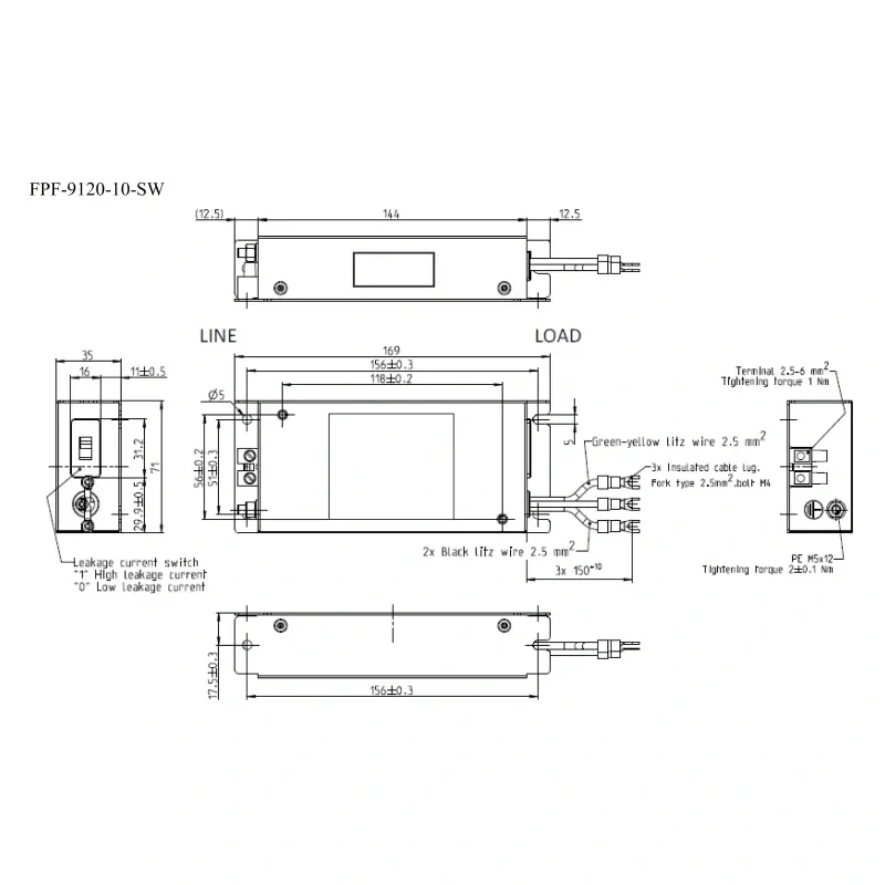 FPF-9120-10-SW, odrušovací filtr k měniči, třída 'B'