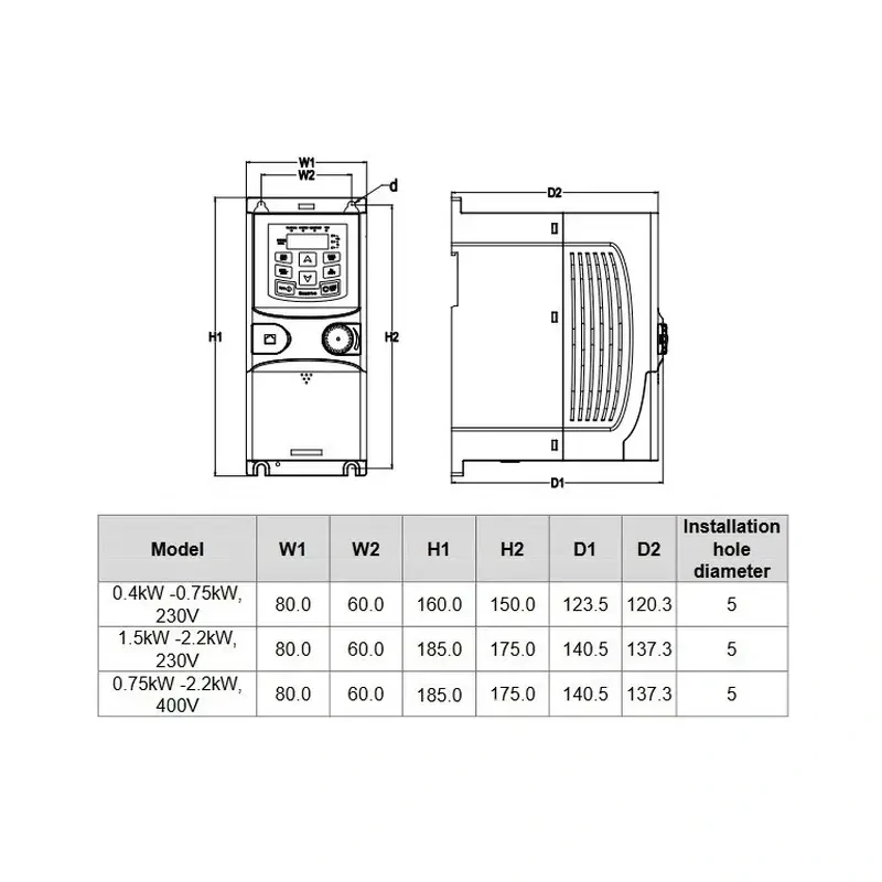 HITACHI, měnič frekvence 0.75 kW, typ S1-00055SFE, IP20, napájení 1 fáze