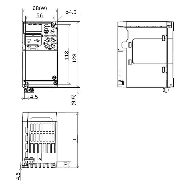 HITACHI, měnič frekvence 0.2kW, typ C1-002SFE, napájení 1 fáze, IP20