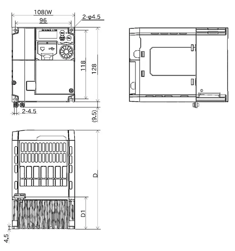 HITACHI, měnič frekvence 0.75kW, typ C1-007HFE, napájení 3 fáze, IP20