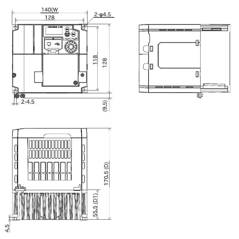 HITACHI, měnič frekvence 4kW, typ C1-040HFE, napájení 3 fáze, IP20