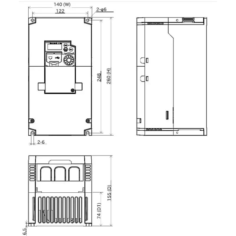 HITACHI, měnič frekvence 5.5kW, typ C1-055HFE, napájení 3 fáze, IP20