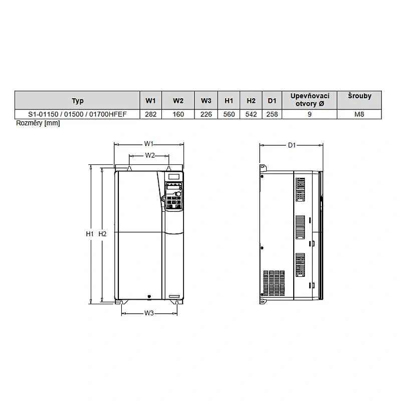 HITACHI, měnič frekvence 75.0 kW, typ S1-01700HFEF, IP20, napájení 3 fáze
