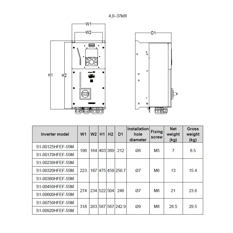 HITACHI, měnič frekvence 22.0 kW, typ S1-00600HFEF-55M, IP55, napájení 3 fáze