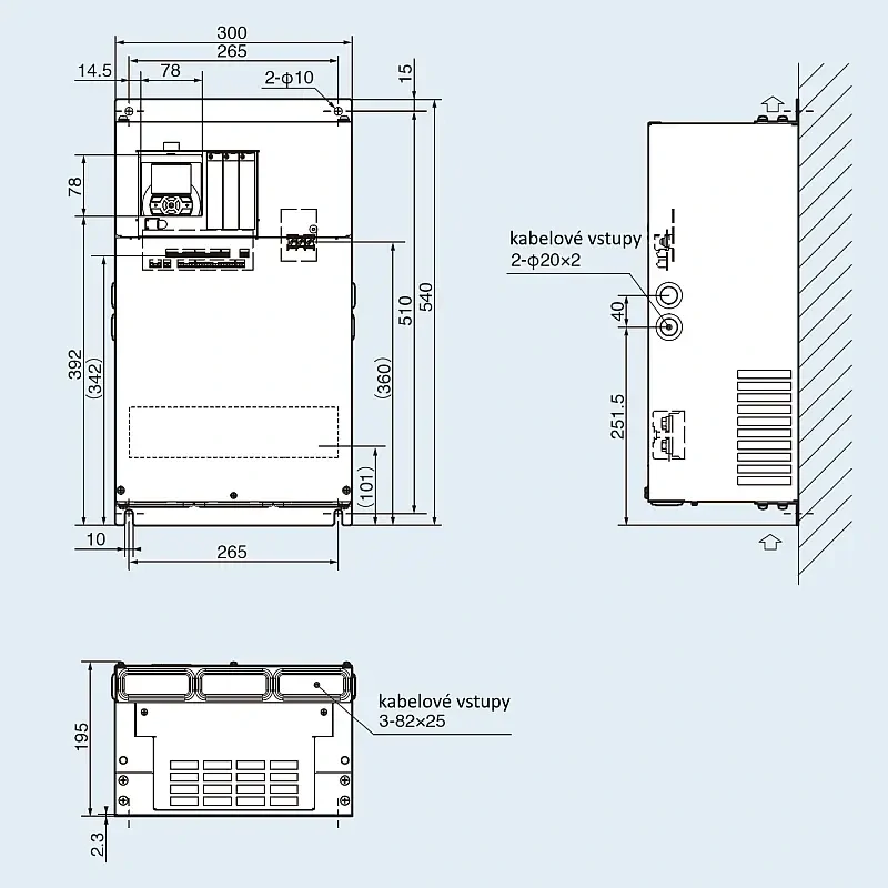 HITACHI, měnič frekvence 30.0 kW, typ P1-00770HFEF, IP20, napájení 3 fáze