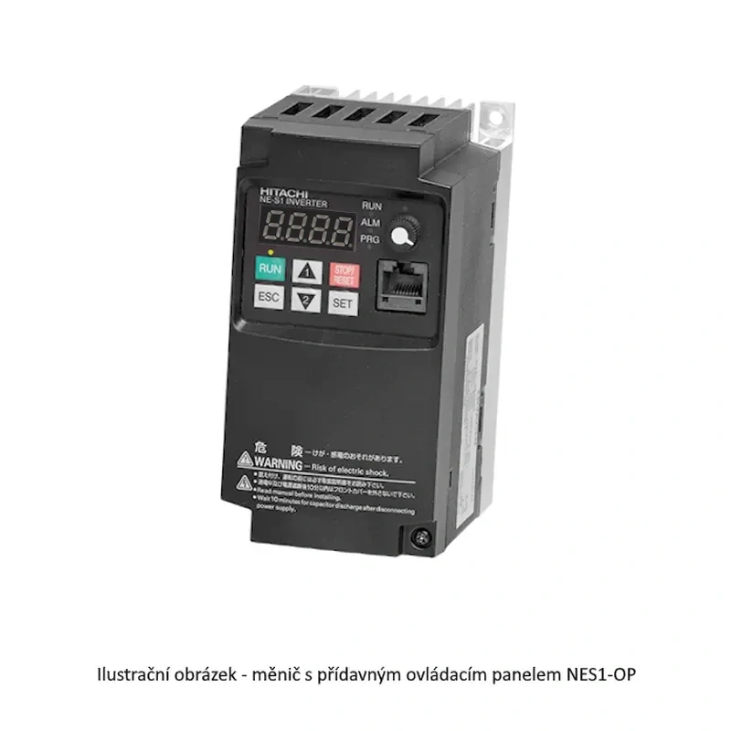 HITACHI, měnič frekvence 0.4 kW, typ NES1-004SBE, IP20, napájení 1 fáze
